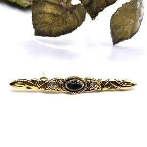 "5/$25" Goldtone Art Nouveau Black/Goldtone Antique Inspired Brooch Pin